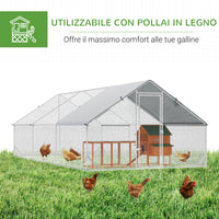 EasyComfort Pollaio da Giardino con Telaio Zincato, Copertura Impermeabile e Rete Esagonale, 3x6x2m, Argento