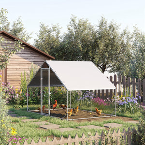 EasyComfort Pollaio da Giardino con Telaio Zincato, Copertura Impermeabile e Rete Esagonale, 3x2x2m, Argento