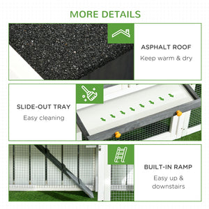 Easycomfort Pollaio Prefabbricato in Legno con Area Aperta, Casetta e Nido, 161.5x62.5x115cm, Grigio