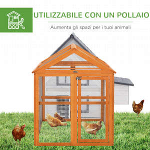 Easycomfort Gabbia per Galline in Legno con Porte Multiple e Rete in Metallo, 140x88.5x106cm, Arancione