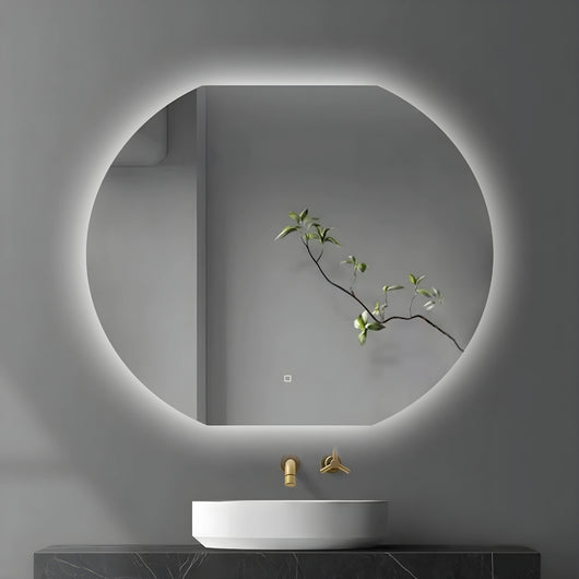 Specchio 5 mm semicircolare retroilluminato led interruttore touch *** misure 100x80 cm, tonalità dimmerabile 2700-4...