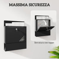 Cassetta Postale a Muro in Metallo con Finestrella e Serratura, 30x8.5x32.5 cm, Grigio Carbone