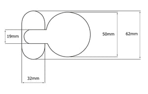 Pomolo fisso per porta SAGUATTI D69/50T in inox bianco lucido