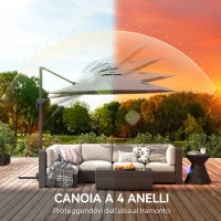 Ombrellone a Braccio per Esterno con Luci a LED e Angolo Regolabile, in Alluminio e Poliestere Ø3x2.5 m, Grigio