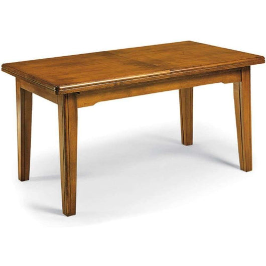 Tavolo da pranzo allungabile con 4 allunghe da 45 fino 360 cm in legno massello e mdf con rifinitura in noce 180x85x75 H chiuso