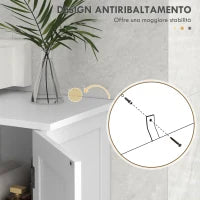 kleankin Mobile Sotto Lavabo Bagno con Armadietto a 2 Ante e 3 Ripiani Aperti in Legno, 90x30x60cm, Bianco