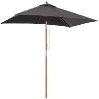 Ombrellone da Giardino Inclinabile 2x1.5 m con 6 Stecche e Palo in Legno di Abete, Grigio Scuro