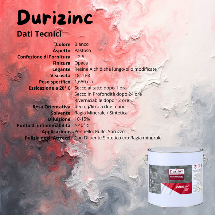 Durizinc fondo ancorante antiruggine lamiere zincate natura alchidica diluibile *** formato 2.5 lt, confezione 1