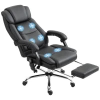 Sedia da ufficio massaggiante e riscaldante con altezza regolabile e schienale inclinabile, 67x72x111-119cm, nero