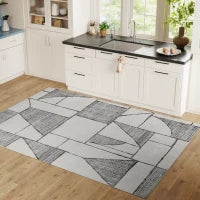 Tappeto Moderno Antiscivolo a Linee Geometriche, in Poliestere Multicolore, 230x160x0.7 cm
