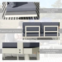 Salotto da Giardino con 2 Divani con Cuscini, Schienale Regolabile a 5 Livelli e Tavolino a Doghe, Grigio