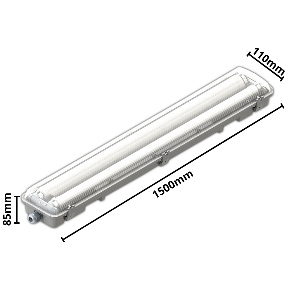 Plafoniera led 44watt impermeabile 2 tubi t8 150centimetri risparmio energetico temperatura 6000k 