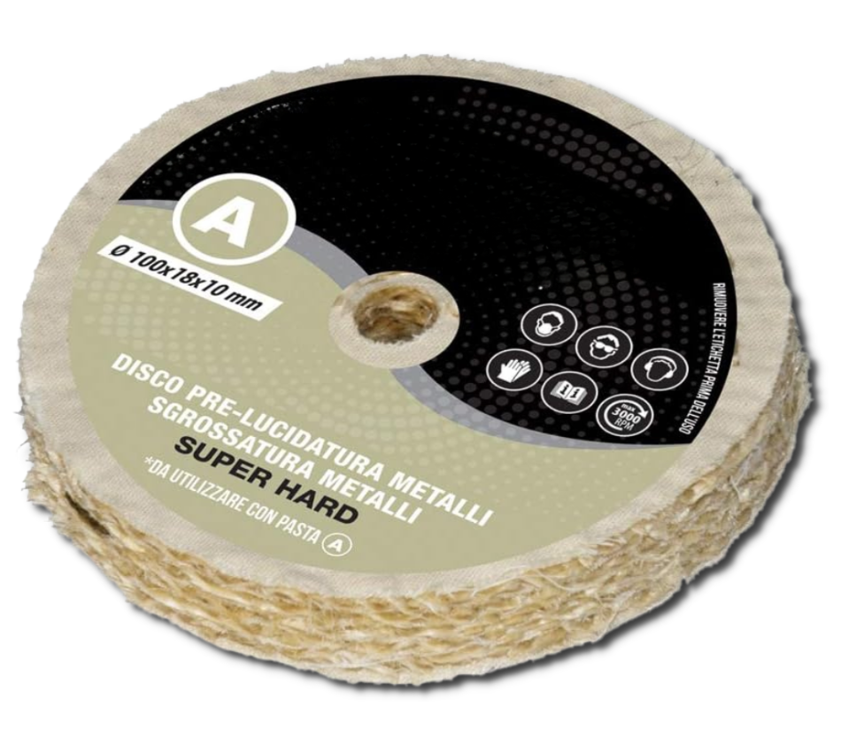 Disco Lucidatura Metalli Super Hard 100 mm in Sisal Cotone Dischi Lucidare A Specchio Alluminio Sgrossatura