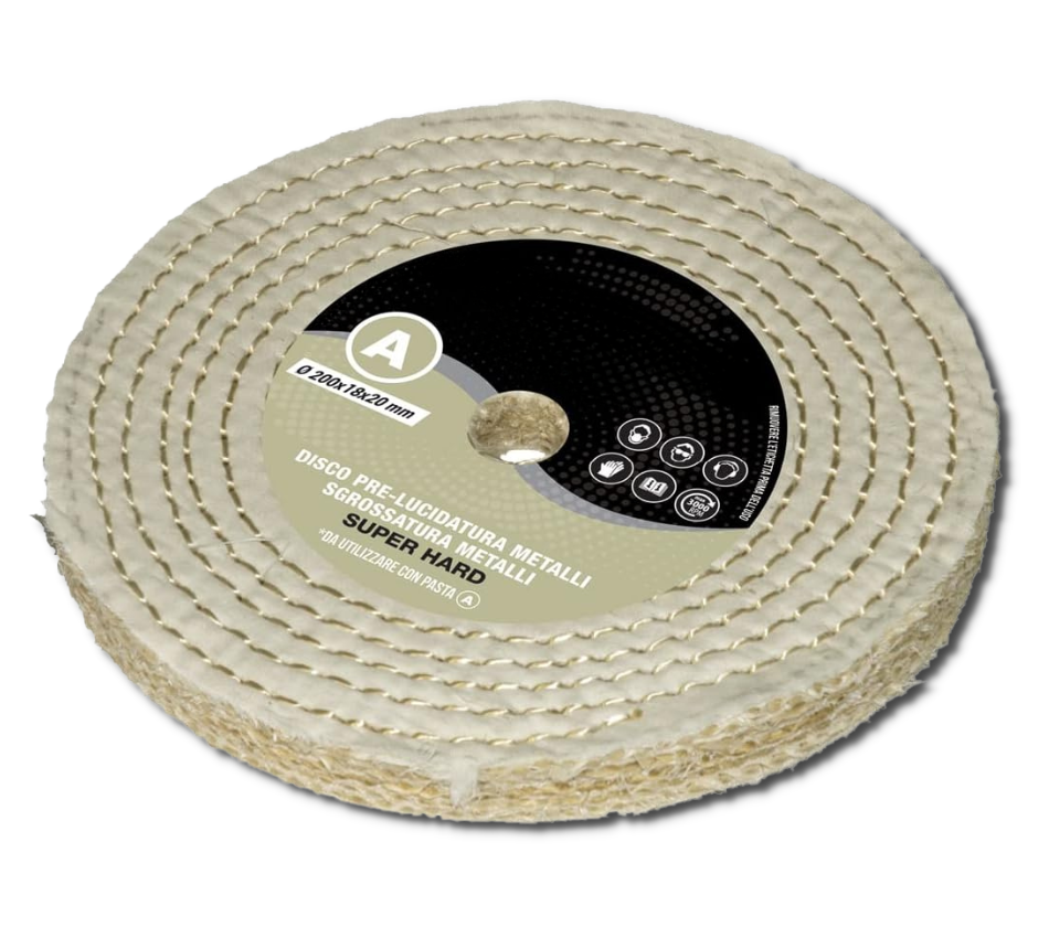Disco Lucidatura Metalli Super Hard 200 mm in Sisal Cotone Dischi Lucidare A Specchio Alluminio Sgrossatura