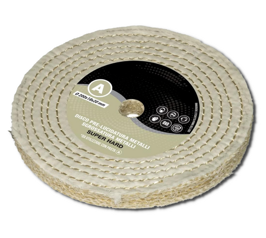Disco Lucidatura Metalli Super Hard 200 mm in Sisal Cotone Dischi Lucidare A Specchio Alluminio Sgrossatura
