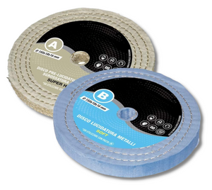 Kit 2 Disco Lucidatura 150 mm (A-B) Dischi In Cotone Sisal per Lucidare A Specchio Acciaio Inox Metalli Alluminio