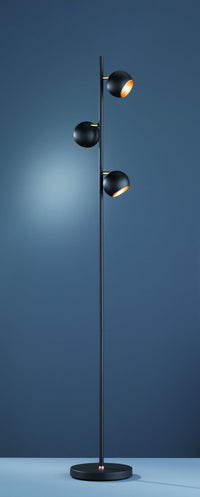 DAKOTA PIANTANA METALLO NERO E ORO CON 3 DIFFUSORI ORIENTABILI COM DIMMER INTEGRATO H. 155CM ATTACCO G9