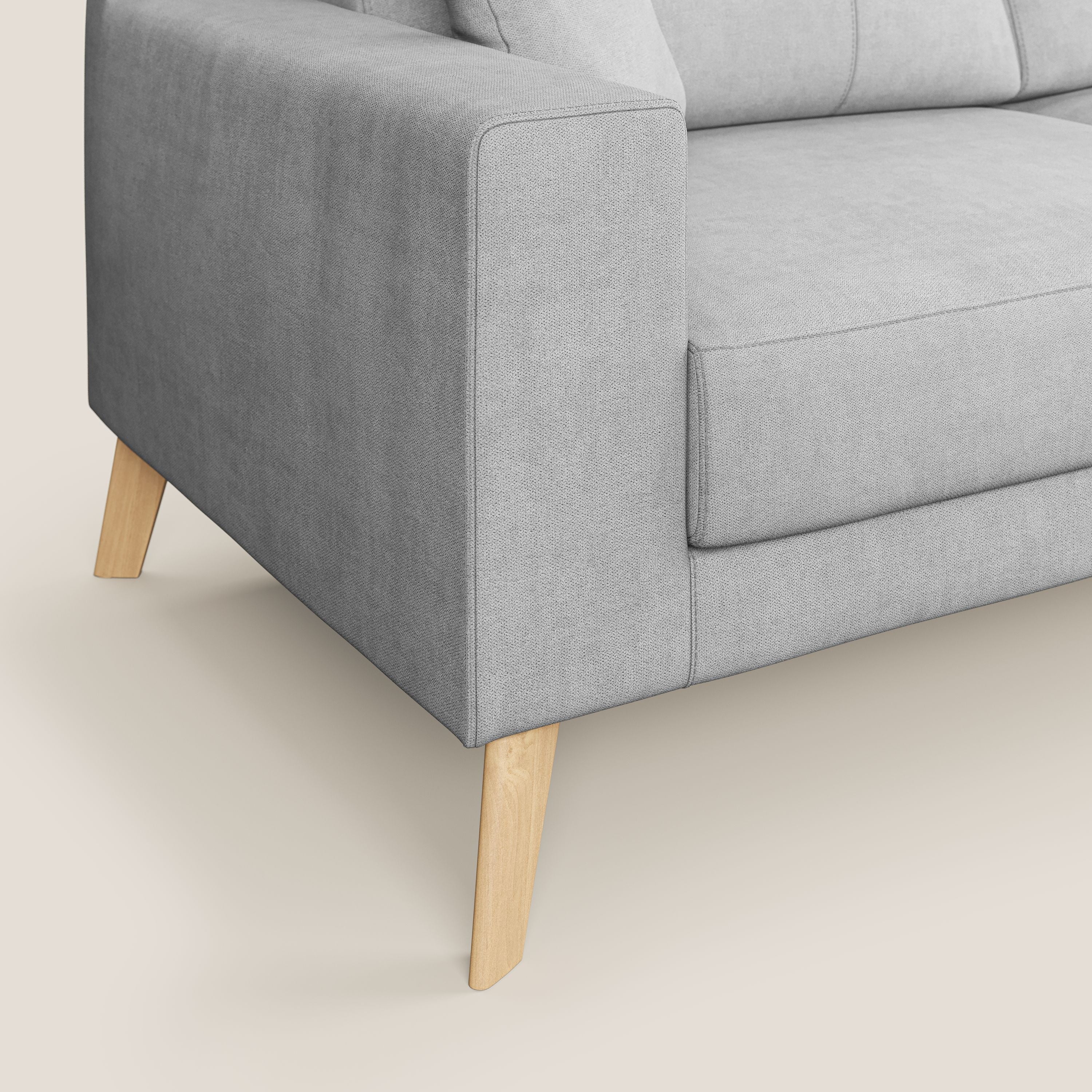 Divano 3 Posti 206x95x91 cm in Tessuto Grigio Chiaro
