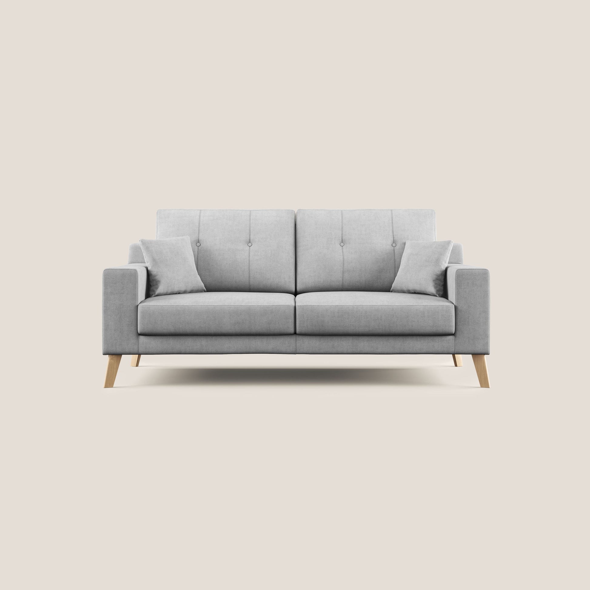 Divano 3 Posti 206x95x91 cm in Tessuto Grigio Chiaro