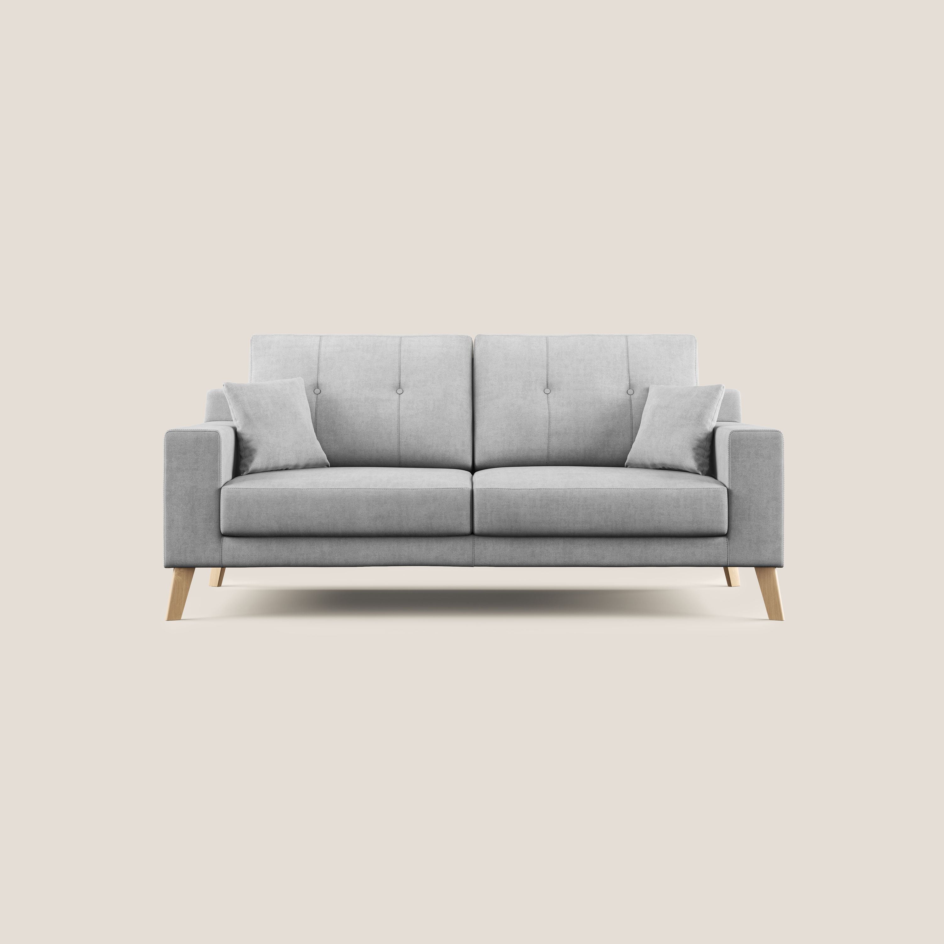 Divano 3 Posti 206x95x91 cm in Tessuto Grigio Chiaro