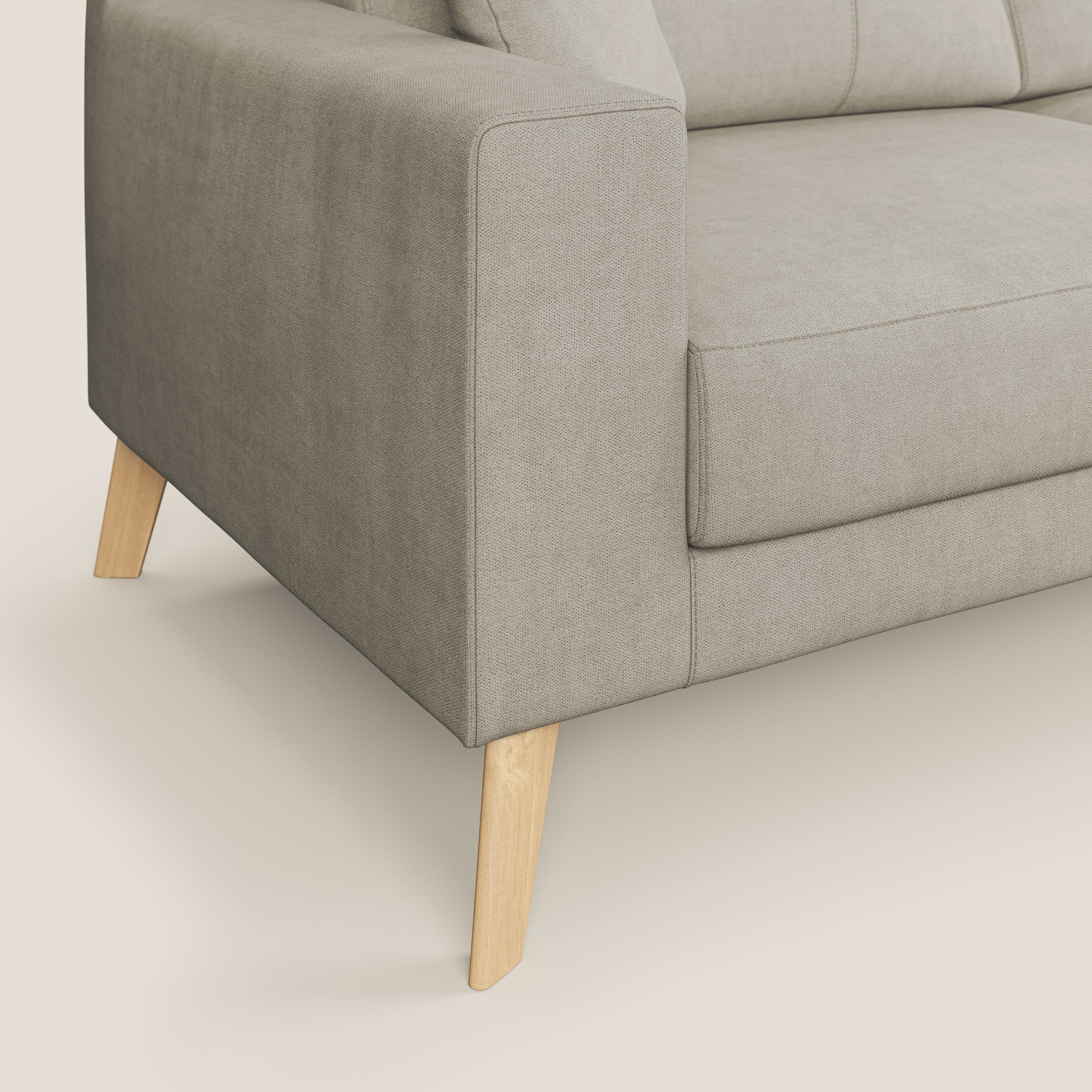 Divano 3 Posti 206x95x91 cm in Tessuto Panna