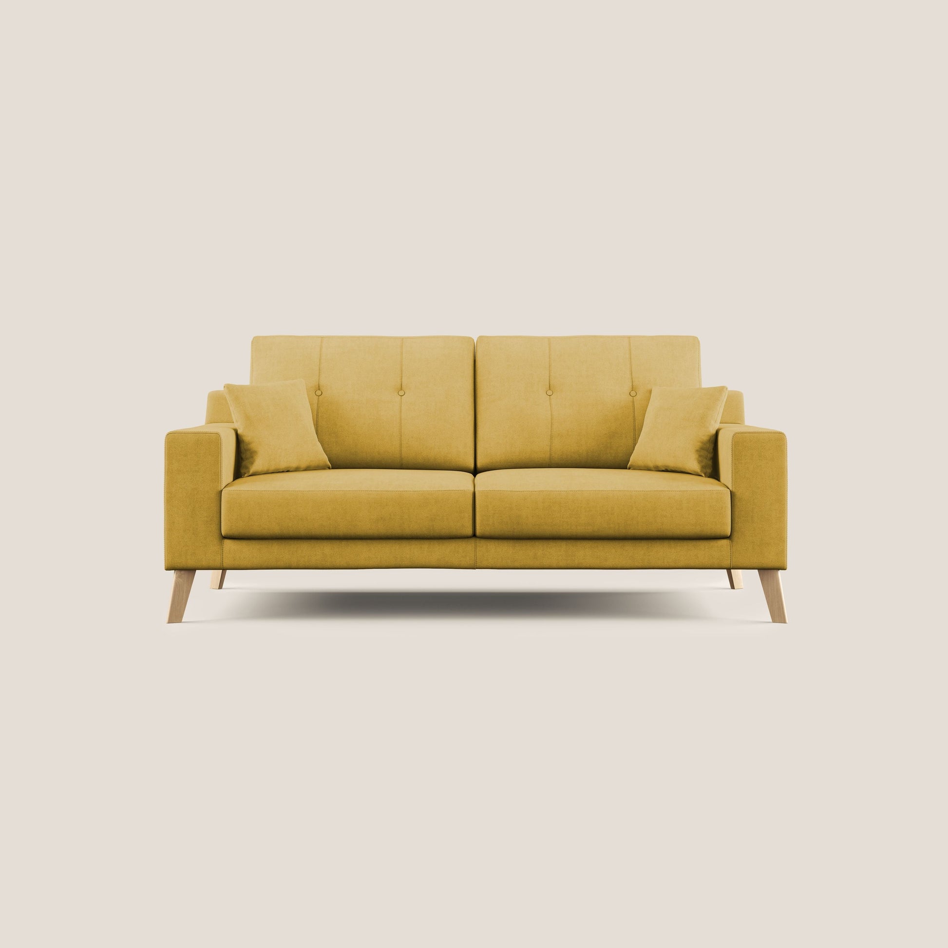 Divano 2 Posti 166x95x91 cm in Tessuto Giallo