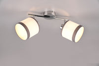 DAVOS BARRA 2 SPOTS ORIENTABILI METALLO CROMATO PARALUMI BIANCO E GRIGIO L. 35CM ATTACCO E14