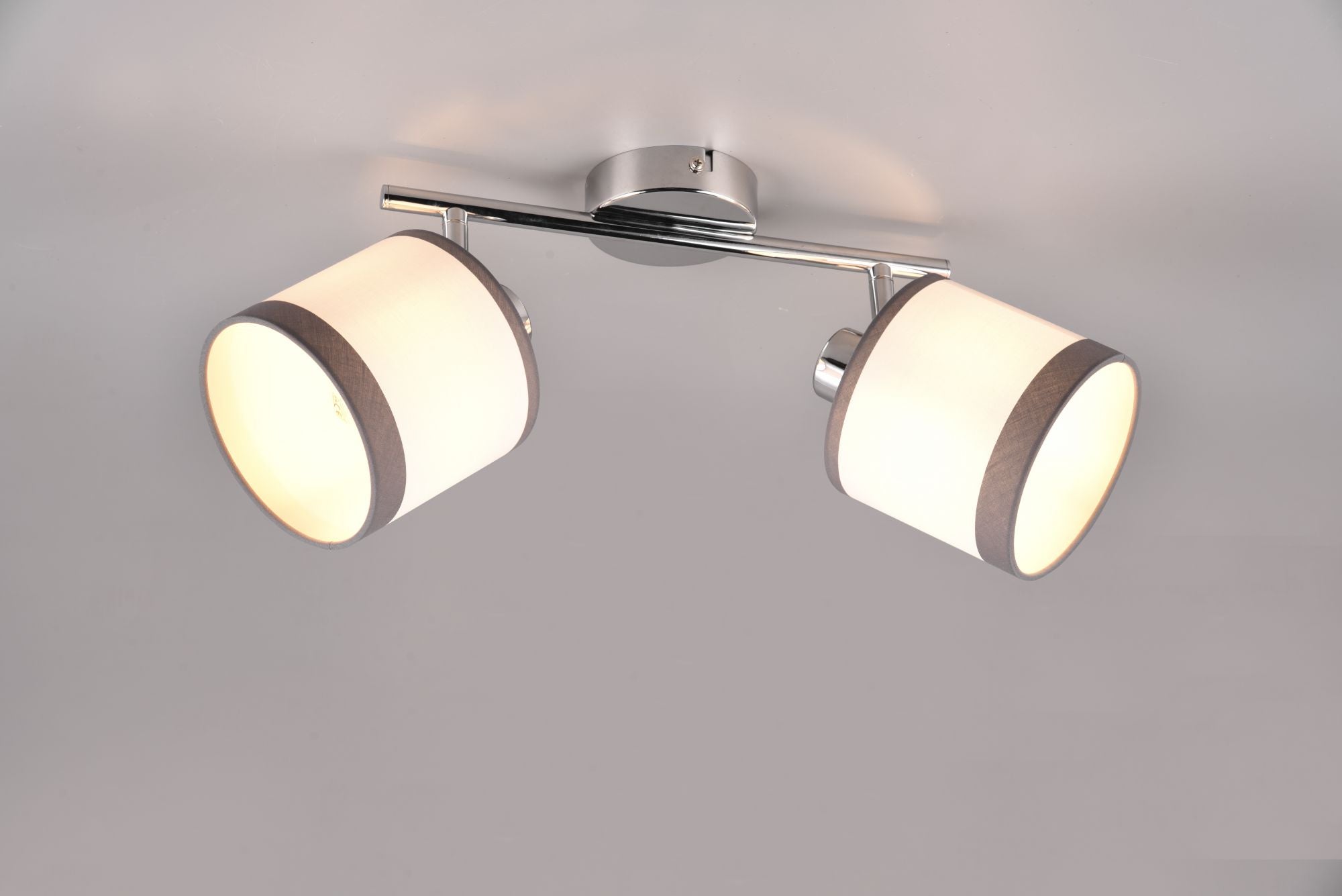 DAVOS BARRA 2 SPOTS ORIENTABILI METALLO CROMATO PARALUMI BIANCO E GRIGIO L. 35CM ATTACCO E14