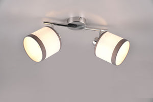 DAVOS BARRA 2 SPOTS ORIENTABILI METALLO CROMATO PARALUMI BIANCO E GRIGIO L. 35CM ATTACCO E14