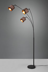 DAVOS PIANTANA METALLO NERO 3 PARALUMI TORTORA E ORO H. 185CM 3 LUCI ATTACCO E14