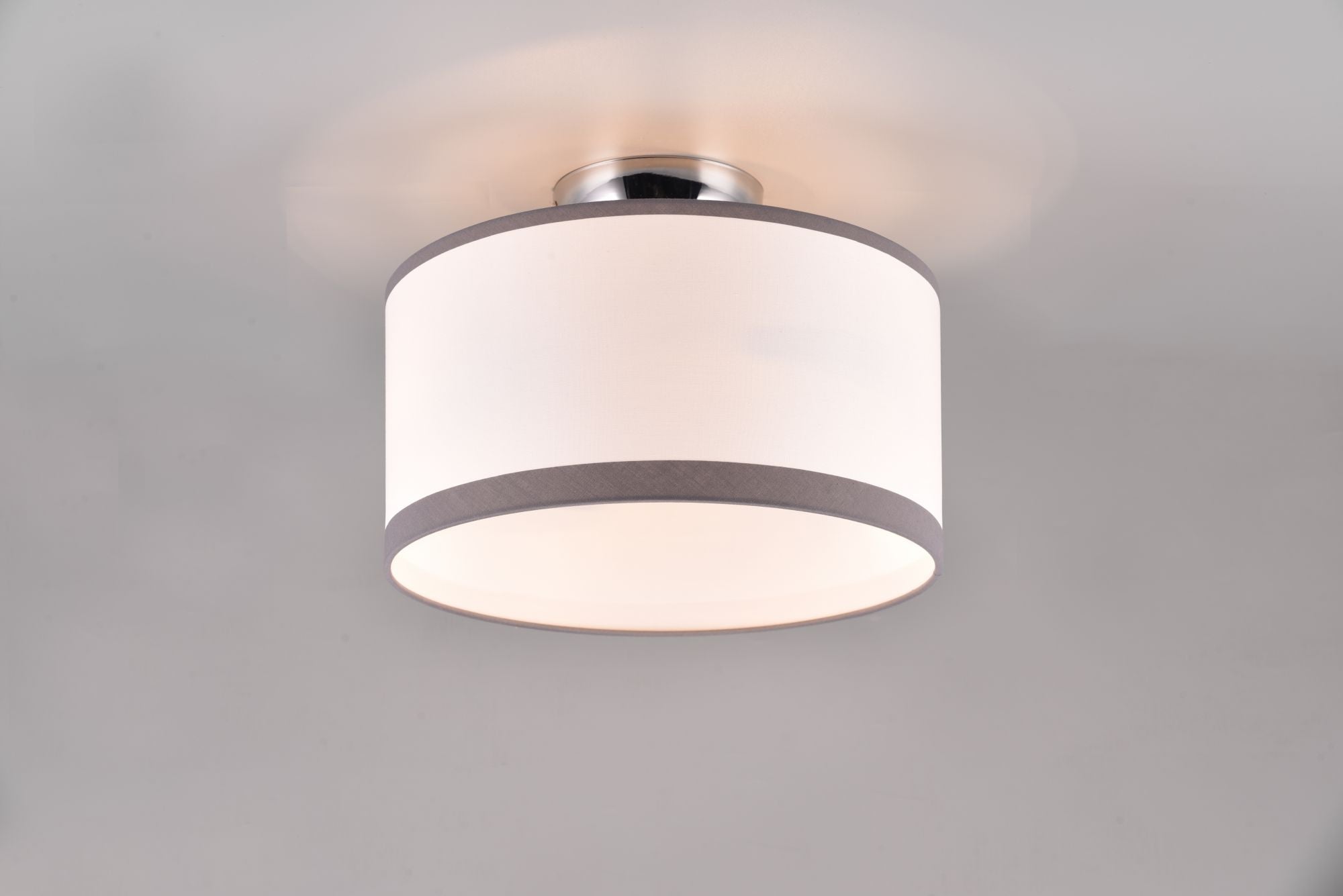 DAVOS PLAFONIERA METALLO CROMATO PARALUME BIANCO E GRIGIO D. 30CM 2 LUCI ATTACCO E14