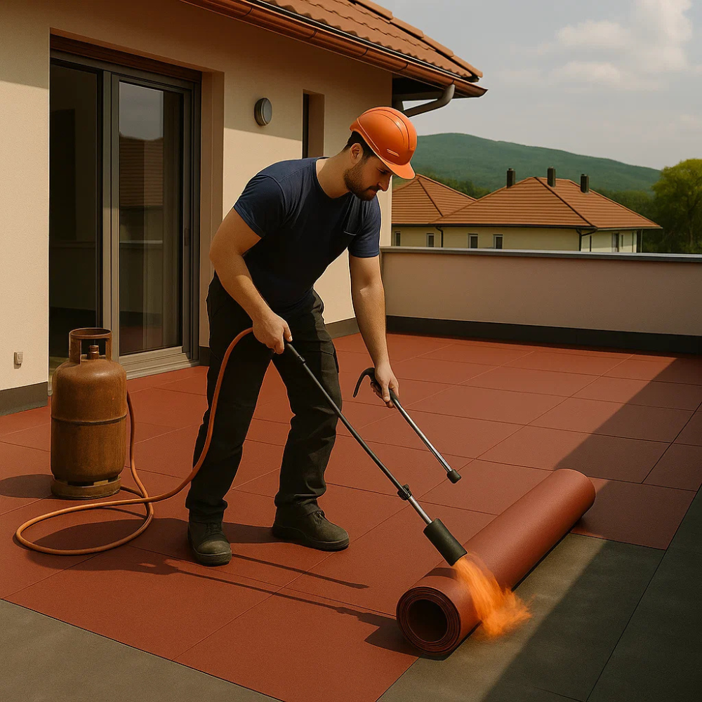 Guaina ardesiata casasciutta impermeabilizzazione tetti terrazze coperture 1x10 m *** colore- rosso, confezione 1