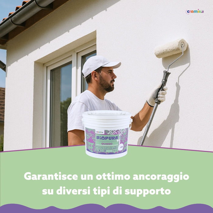 Pittura quarzo antialga interni esterni finitura opaca linea biopura cromika *** formato 2.5 lt, confezione 1