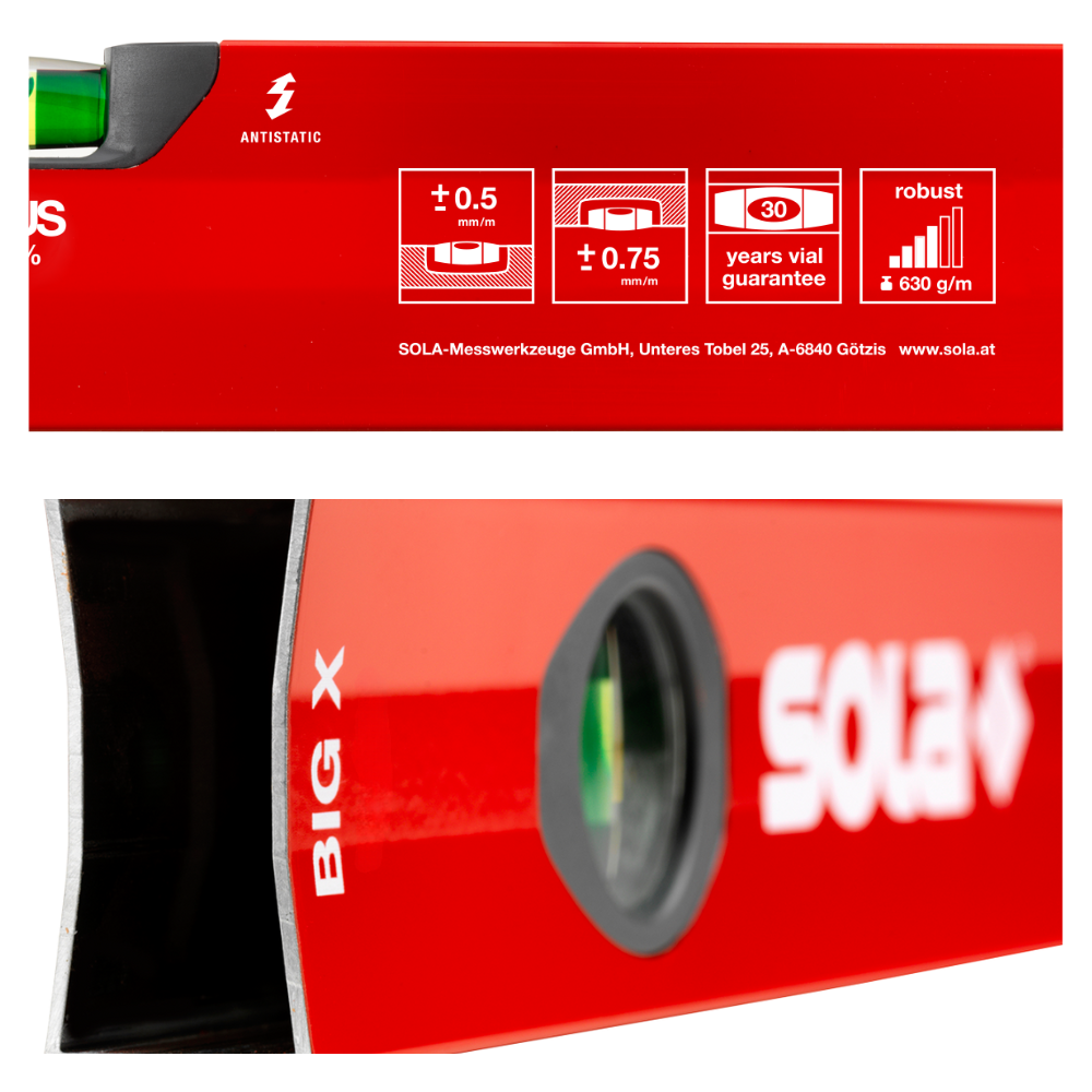 Big x livella in alluminio a bolla d'aria tubolare rossa *** lunghezza 40, confezione 1