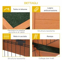 Conigliera da Esterno a 2 Livelli in Legno con Vassoio Rimovibile per 1-2 Conigli, Arancione