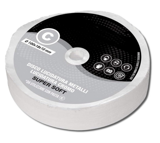 Disco Lucidatura In Cotone Super Soft 100 mm Per Lucidare A Specchio Alluminio Acciaio Inox Cromature Metalli Ottone Rame Plexiglass Da Mola Lucidante