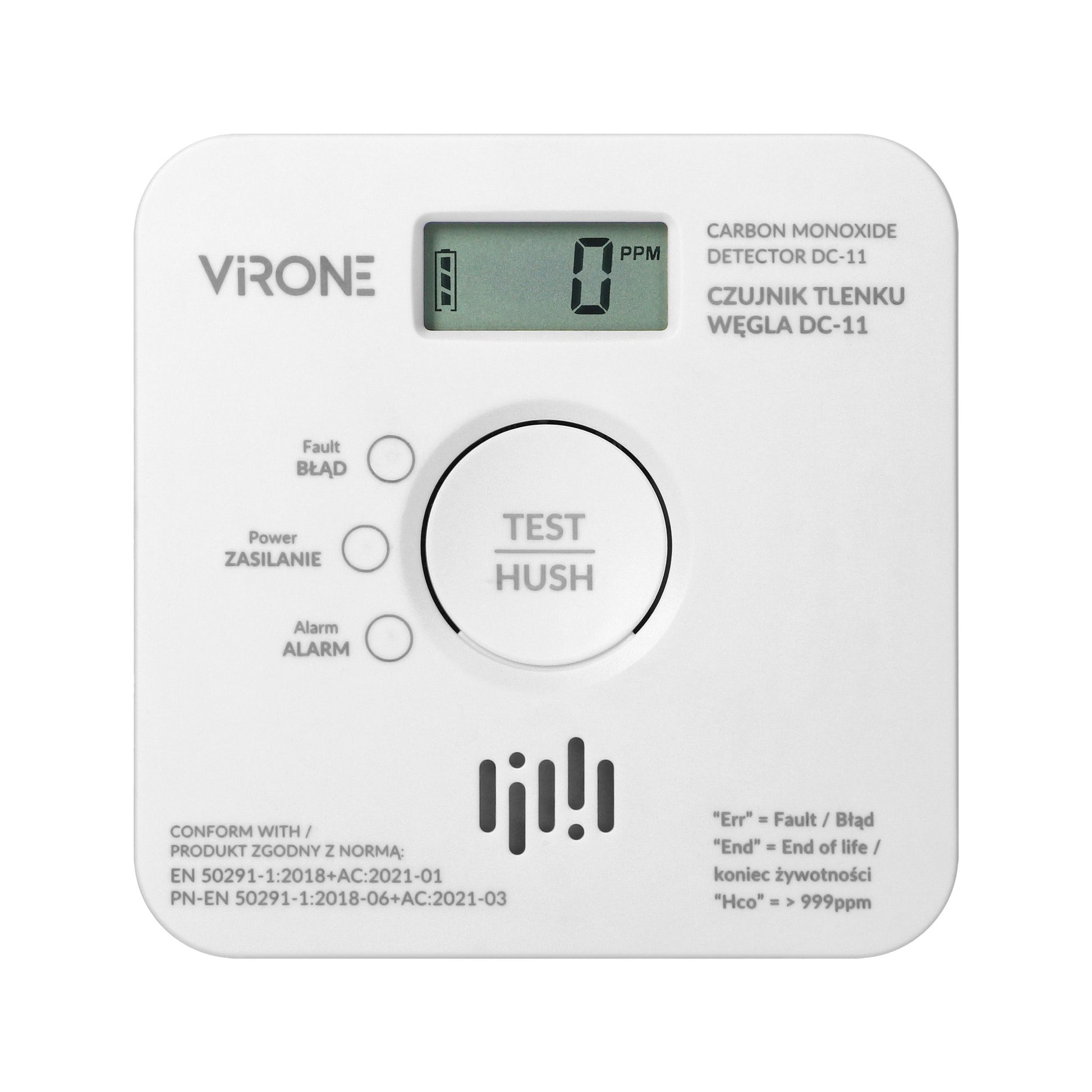 Rilevatore di Monossido di Carbonio a batteria, 2xAA, durata del sensore 10 anni DC-11