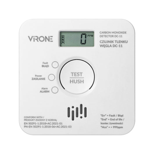 Rilevatore di Monossido di Carbonio a batteria, 2xAA, durata del sensore 10 anni DC-11
