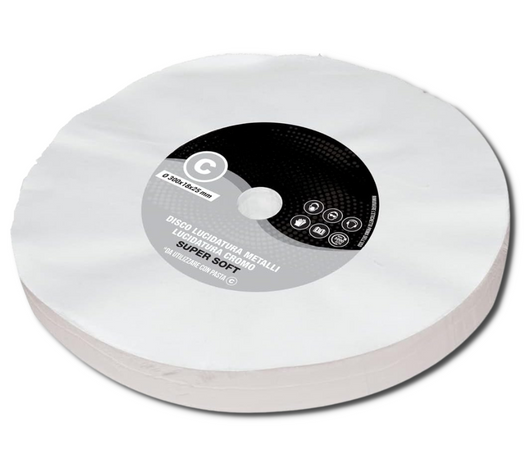 Disco Lucidatura In Cotone Super Soft 300 mm Per Lucidare A Specchio Alluminio Acciaio Inox Cromature Metalli Ottone Rame Plexiglass Da Mola Lucidante