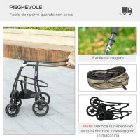 Passeggino per Cani Taglia Piccola con Tettuccio Regolabile e 2 Guinzagli, 81x68x98.5 cm, Nero e Khaki