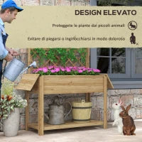 Fioriera con Grigliato e Ripiani Laterali e Inferiore, in Legno di Abete, 140x45x151 cm