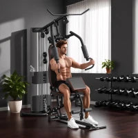 Stazione Fitness con Pesi da 45kg in Acciaio per Allenamento a Casa, 170x104x205cm, Nero