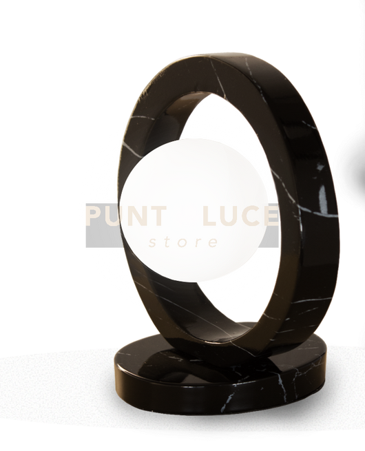 DEA-L Lampada da tavolo 1 luce effetto marmo nero e vetro stinato attacco G9