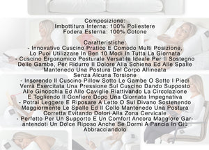 Cuscino Ergonomico Posturale Decapillow 10 Usi 1 Cuscino Multi Posizione Sostegno Gambe Spalle - Cuscino Con Federa - Bianco