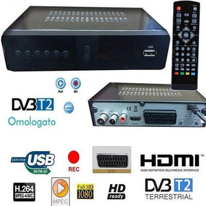 DECODER RICEVITORE DIGITALE H265 TERRESTRE DVB-T2 TV SCART HDMI 1080P HD 999