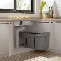 Pattumiera Estraibile da 40L con 3 Contenitori per Raccolta Differenziata, 48x34.2x41.8 cm, Grigio