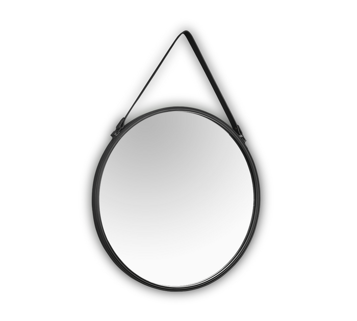 DELIA SPECCHIO DA PARETE TONDO CON CORNICE EFFETTO PELLE D.55CM