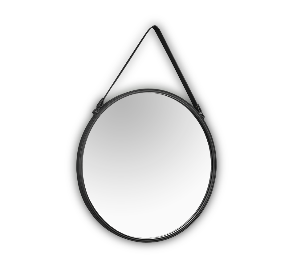 CORNELIA SPECCHIO DA PARETE TONDO CON CORNICE EFFETTO PELLE D.55CM