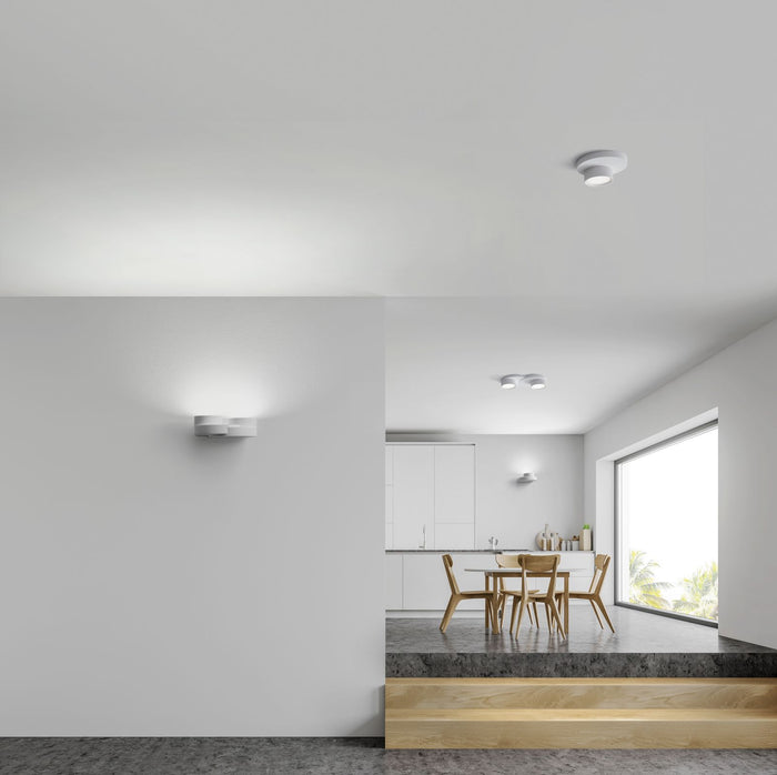 DEMETRA applique da Parete 2 Luci Up bianca in gesso attacco GX53 l.21,5cm