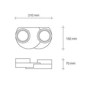DEMETRA applique da Parete 2 Luci Up bianca in gesso attacco GX53 l.21,5cm